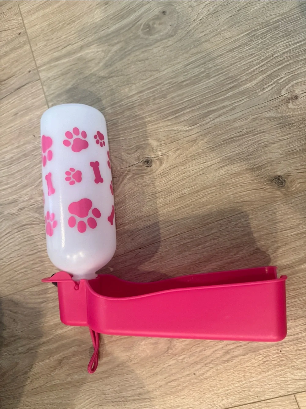 Pink Portable Dog Travel Water Bottle with Paw Print